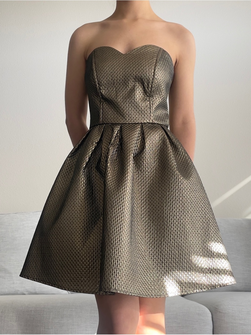 Early 2000s Charlotte Russe Metallic Strapless Fit & Flare Dress